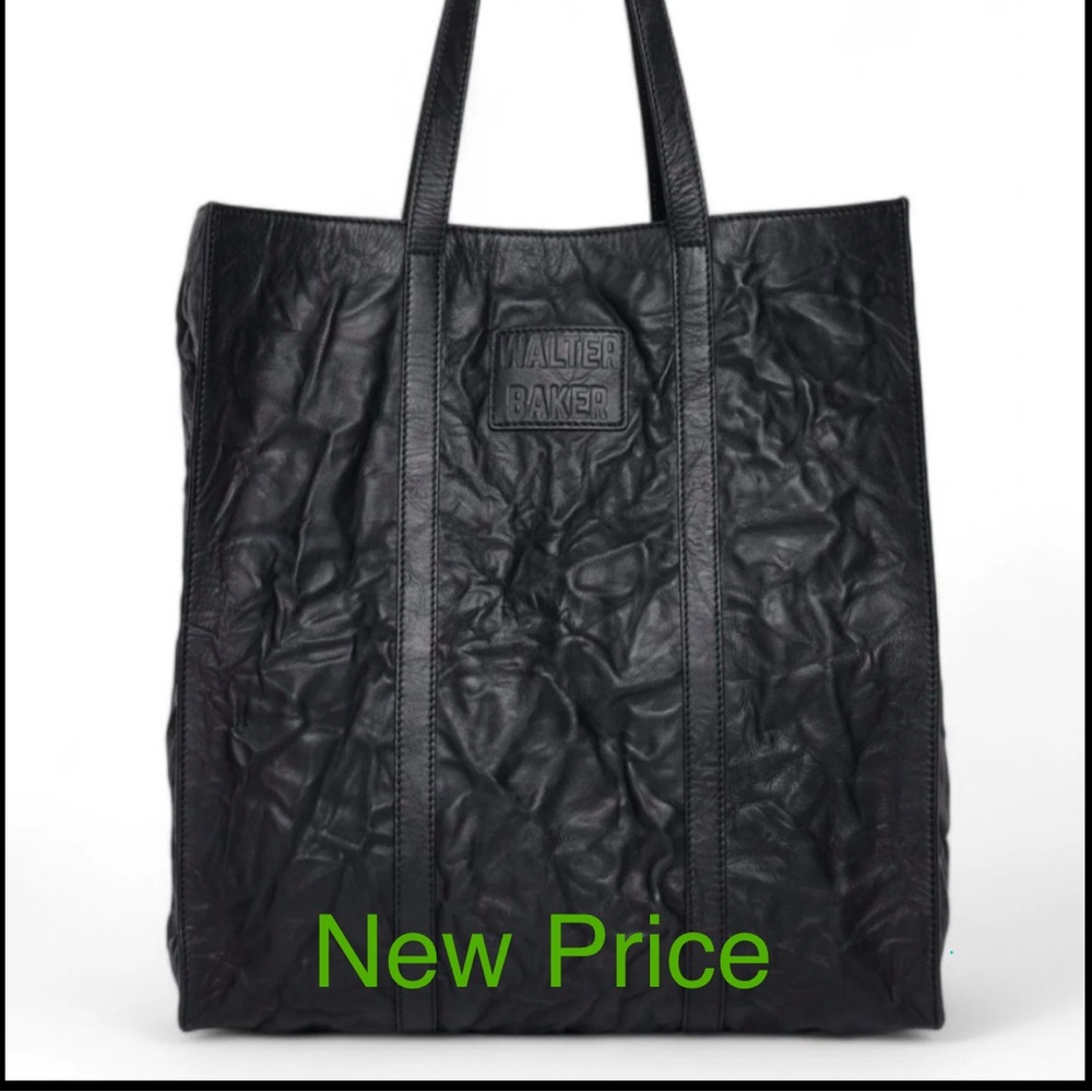 Walter Baker Black Quilted Tote Bag with Structured Design